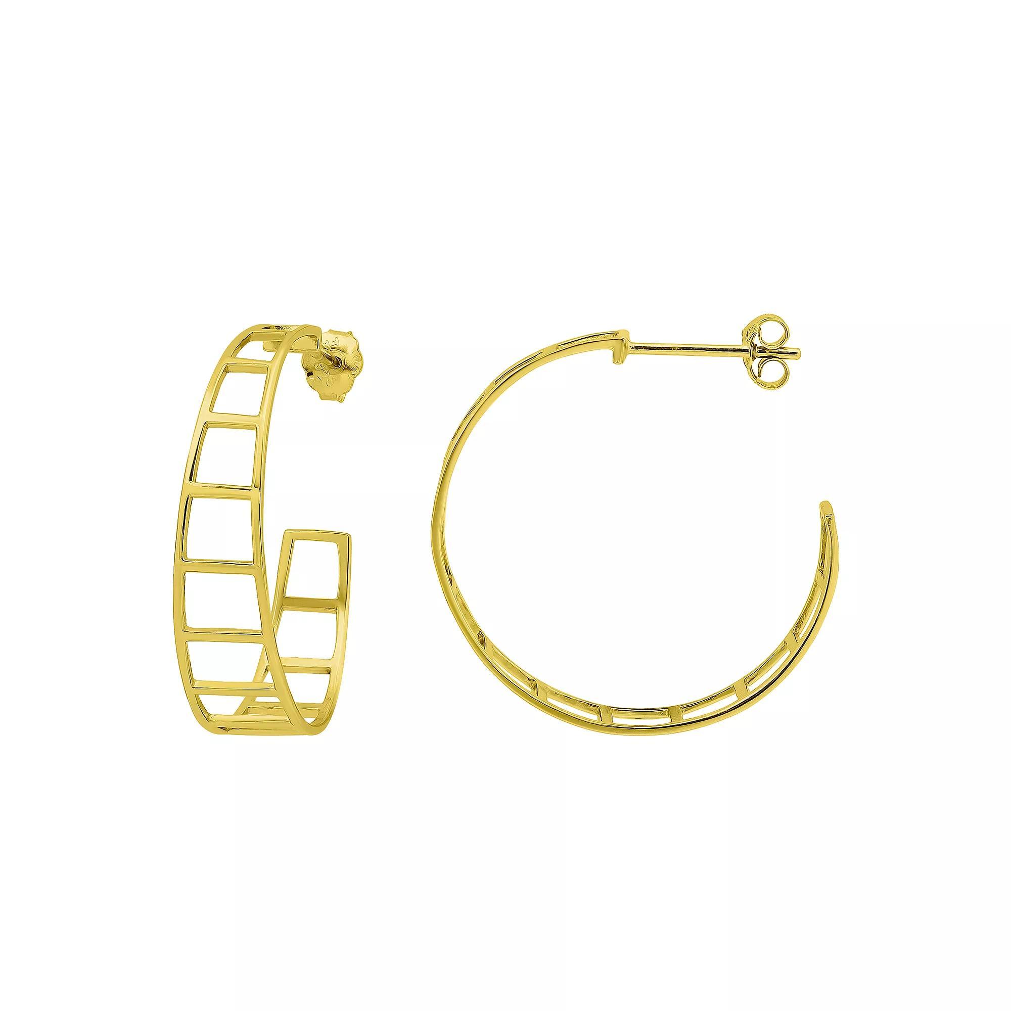 Aleure Precioso Sterling Silver Graduated Ladder Hoop Earrings, Women's, Gold Tone Product Image