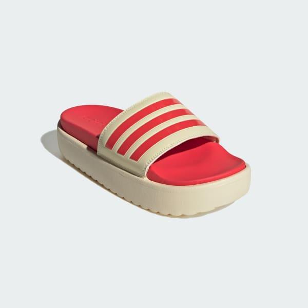 adidas adilette Women's Platform Swimming Slides, Size: 6, Warm White Product Image