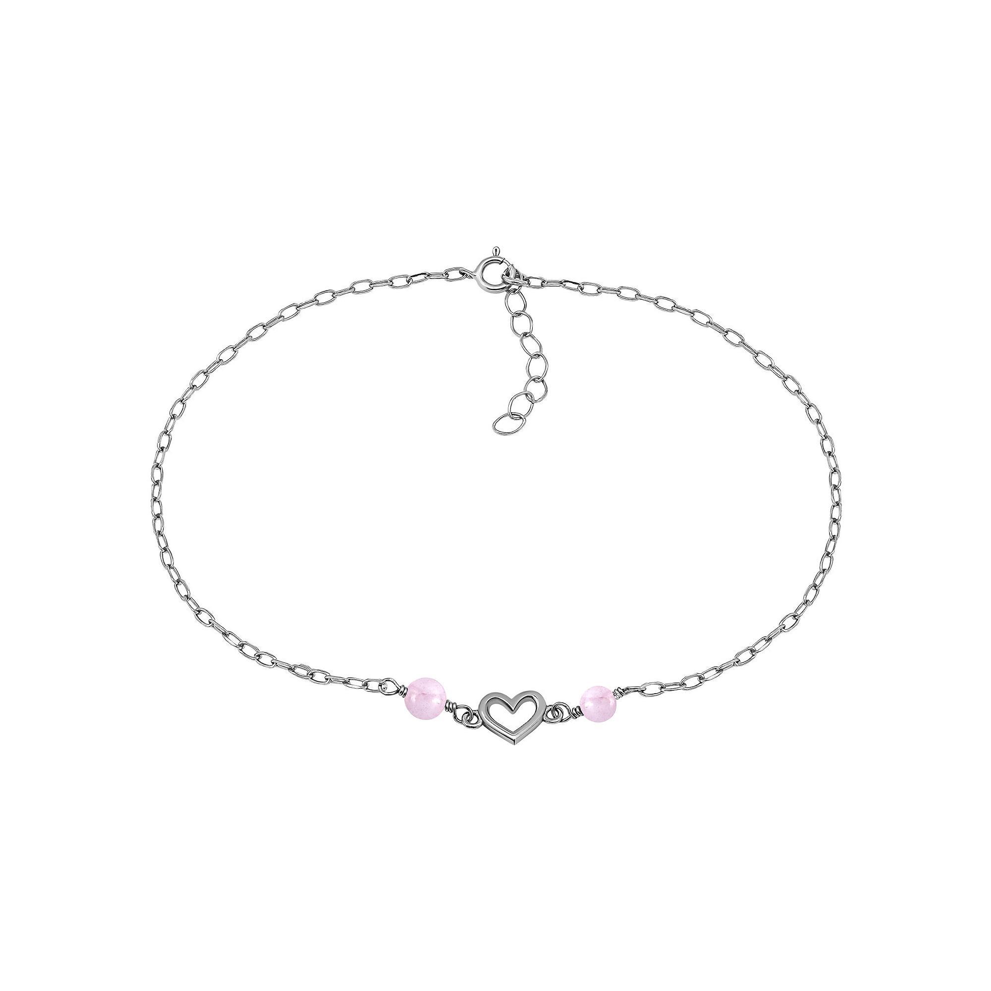 Aleure Precioso Sterling Silver Polished Heart Charm Anklet, Women's, Size: 10", Sterling Silver Blue Product Image