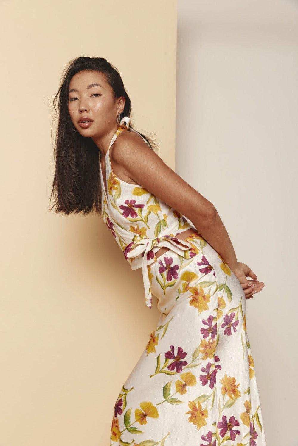 Celia Linen Top Flora Product Image