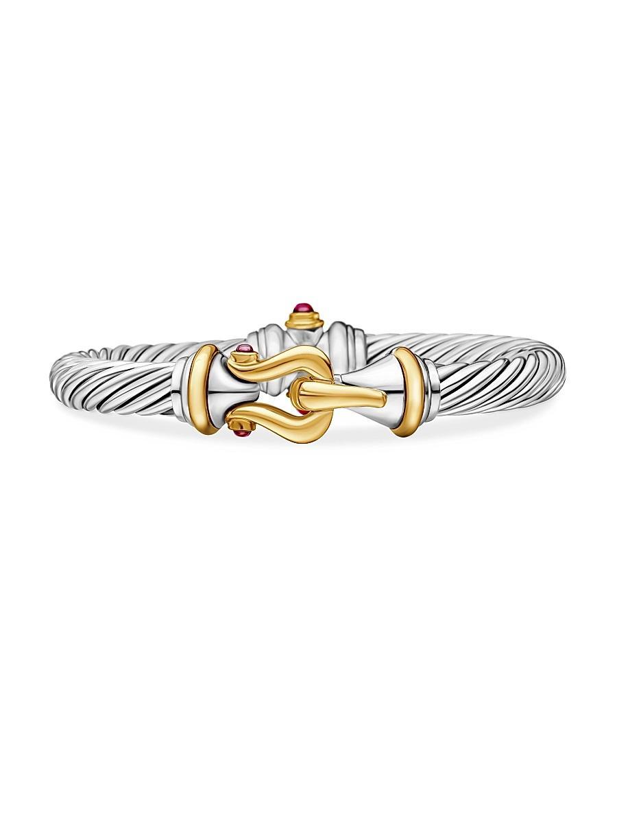 Womens Buckle Classic Cable Bracelet in Sterling Silver Product Image