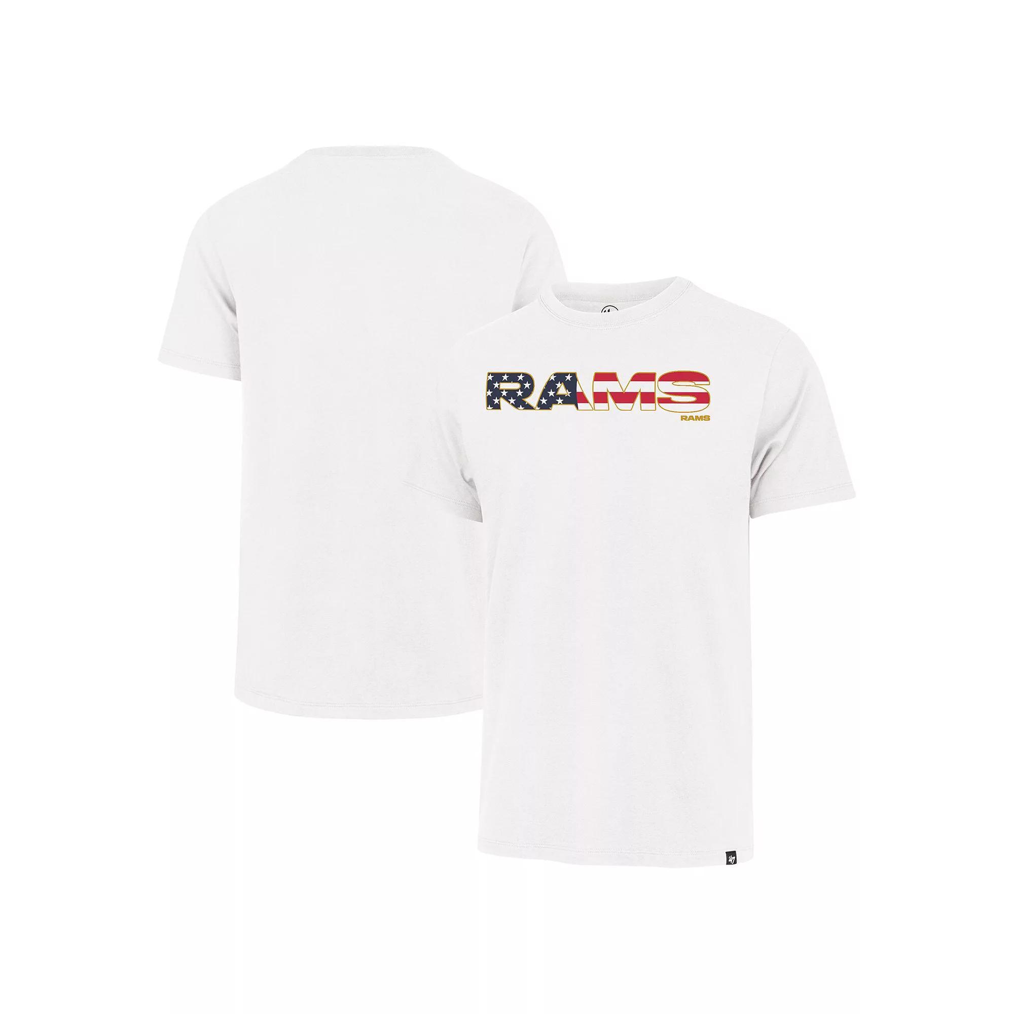 Men's '47 White Los Angeles Rams Flag Script Franklin T-Shirt, Size: Small Product Image