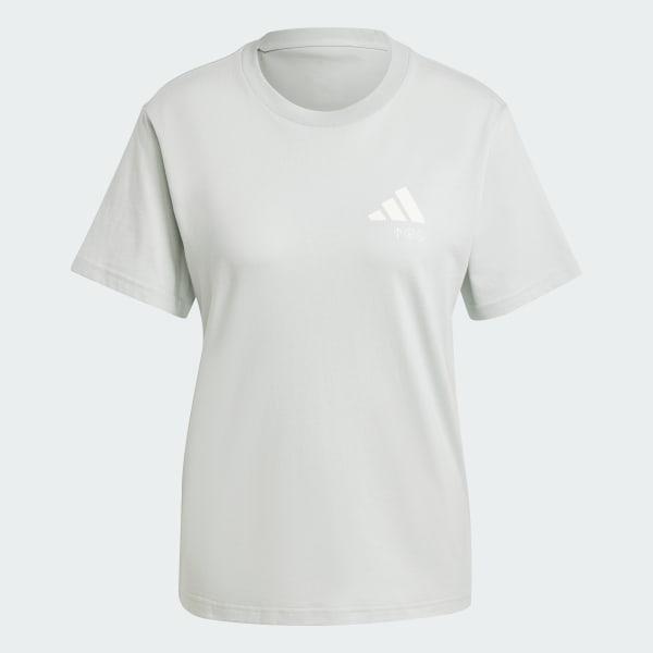 adidas Lounge Verbiage Graphic Tee Wonder Silver 2XL Womens Product Image