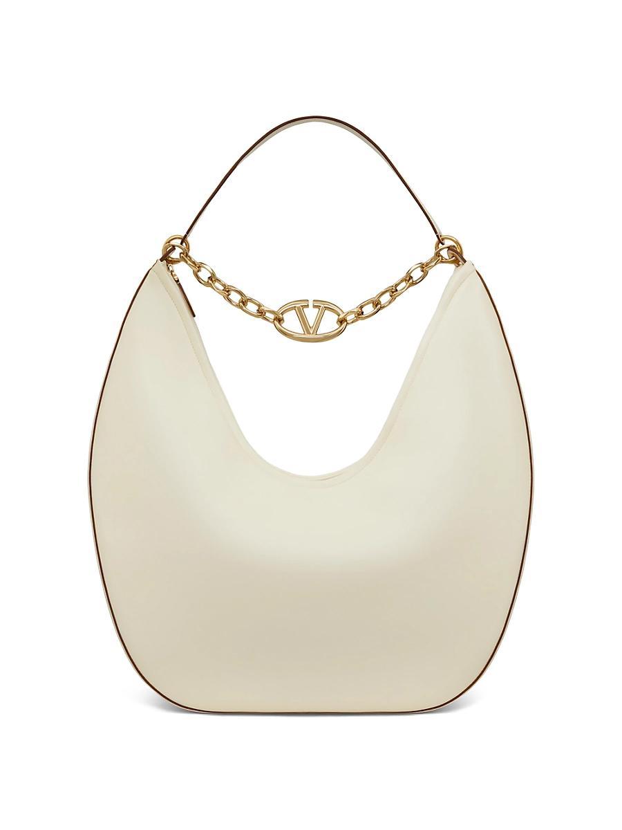 Womens Maxi VLogo Moon Nappa Leather Hobo Bag with Chain Product Image