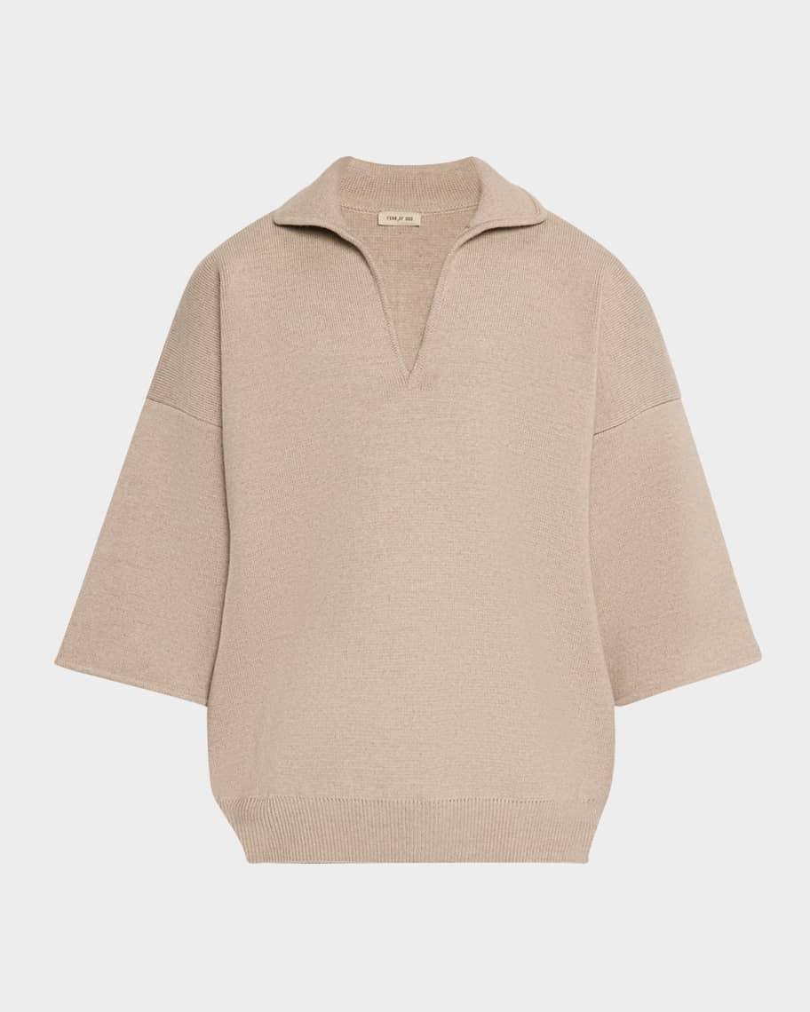 Mens Wool Boucle Polo Sweater Product Image