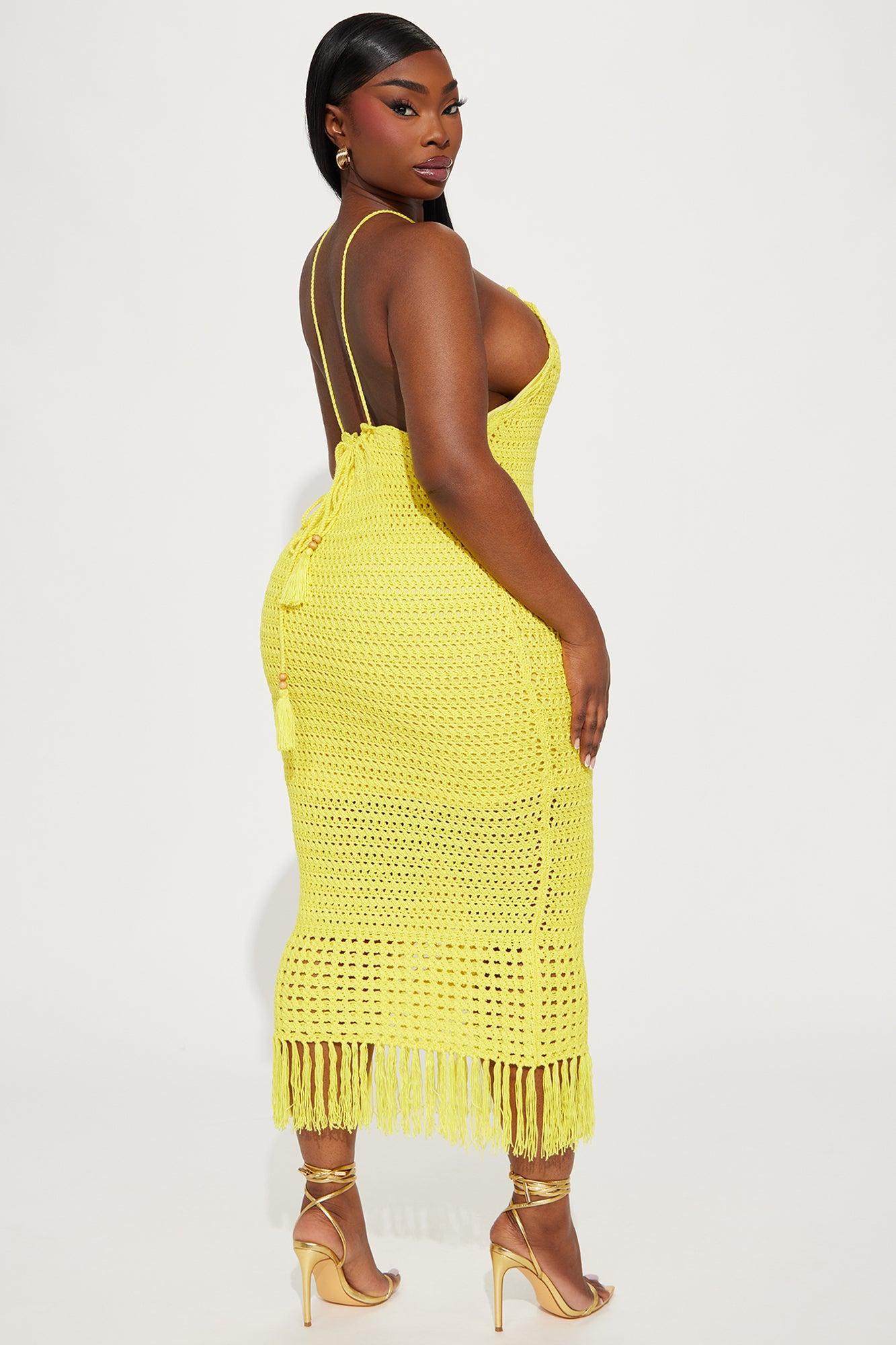 Jazmin Crotchet Midi Dress - Yellow Product Image