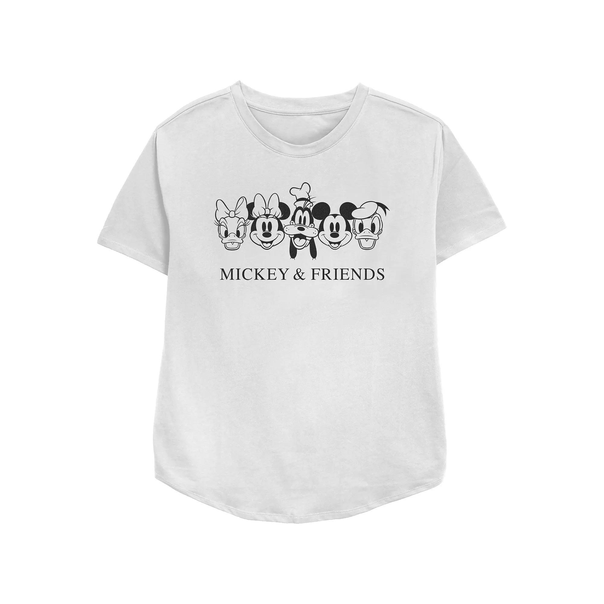Disney's Mickey Mouse And Friends Character Head Lineup Women's Relaxed Fit Graphic Tee, Size: XL, White Product Image