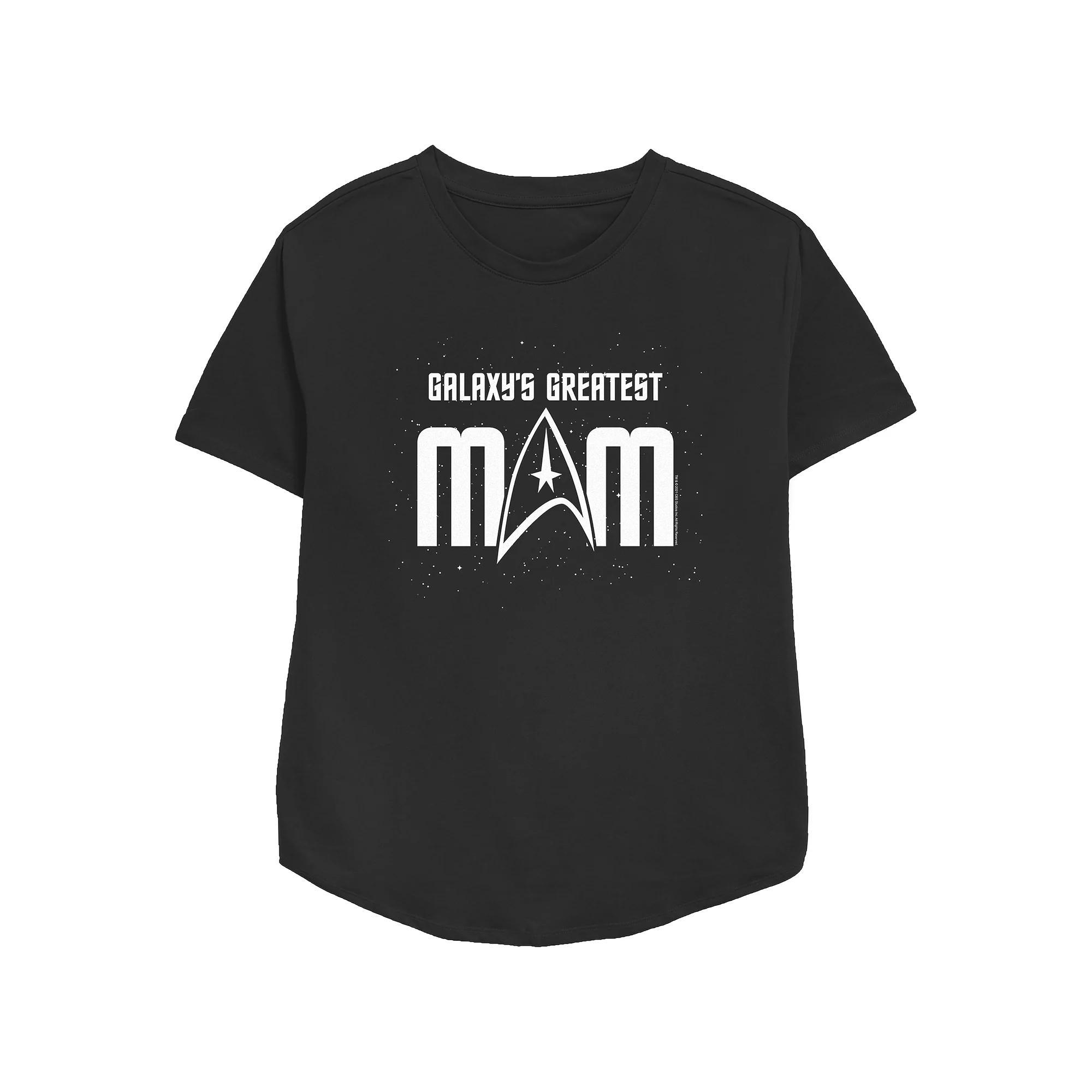 Women's Star Trek Galaxy's Greatest Mom Badge Relaxed Fit Graphic Tee, Size: Large, Black Product Image