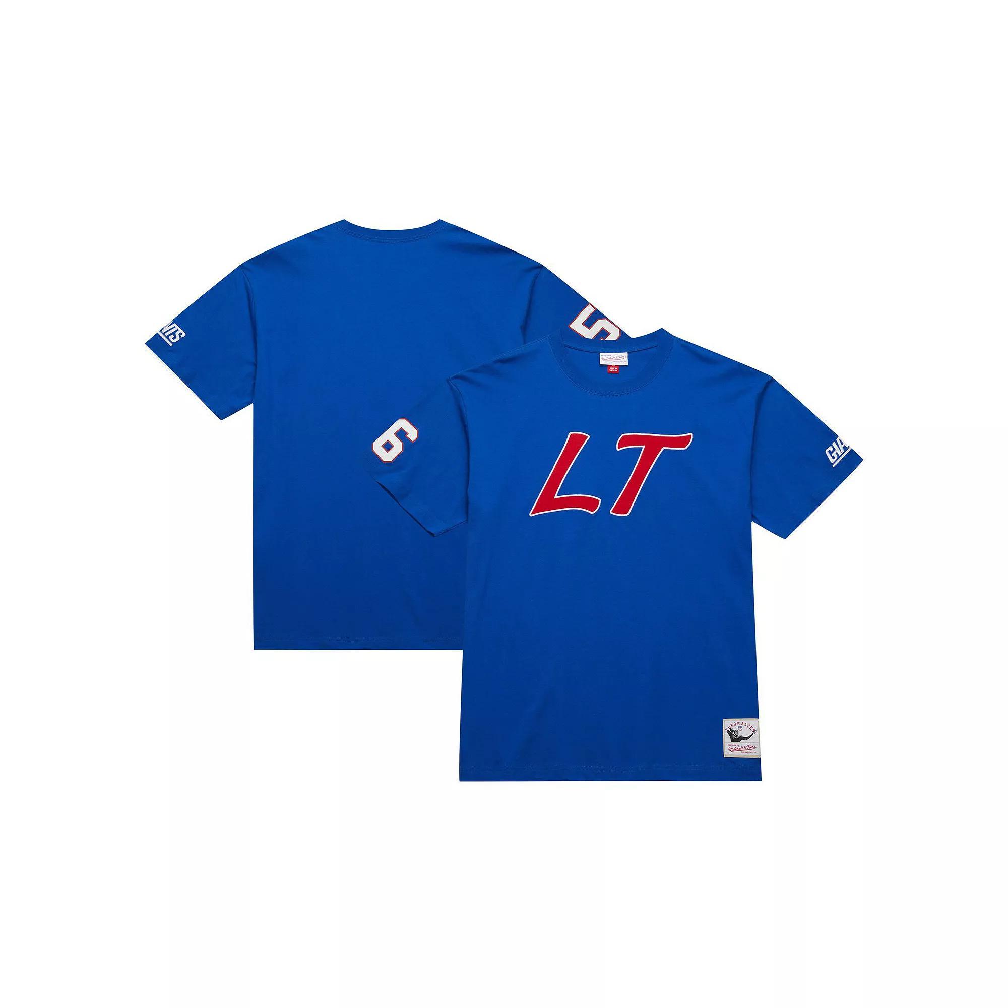 Men's Mitchell & Ness Lawrence Taylor Royal New York Giants Retired Player Nickname T-Shirt, Size: 2XL, Blue Product Image