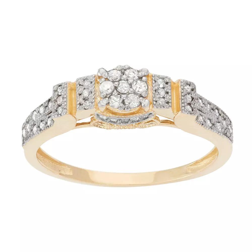 Tiara 10k Gold T.W. 1/3 Carat Diamond Cluster Ring, Women's, Size: 8, 10k White Gold Product Image