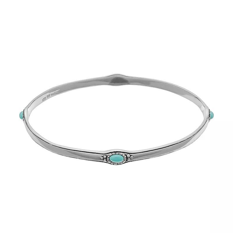 Sterling Silver Simulated Turquoise Bangle Bracelet, Women's, Size: 8", Blue Product Image