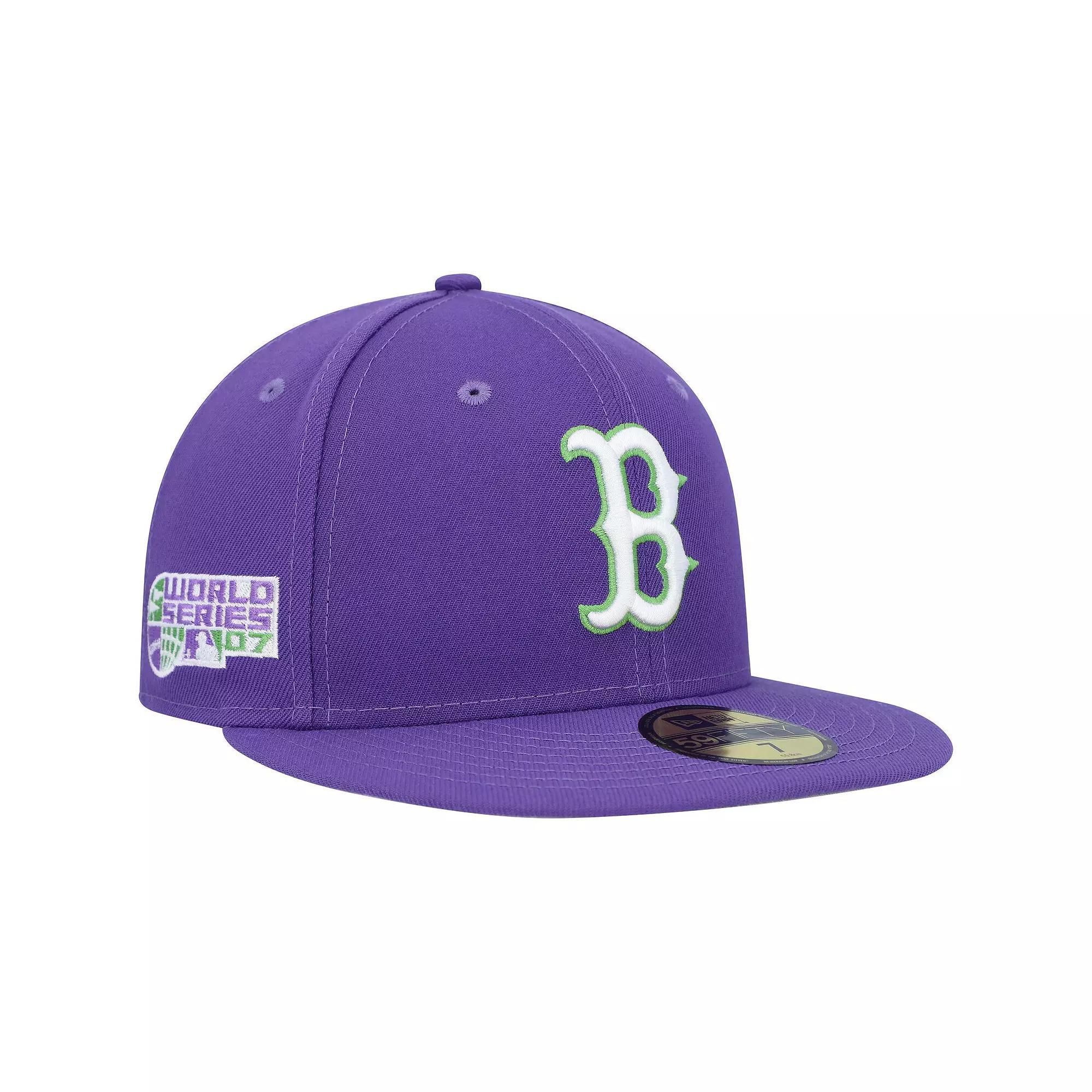 Men's New Era Purple Boston Red Sox Lime Side Patch 59FIFTY Fitted Hat, Size: 7 5/8 Product Image