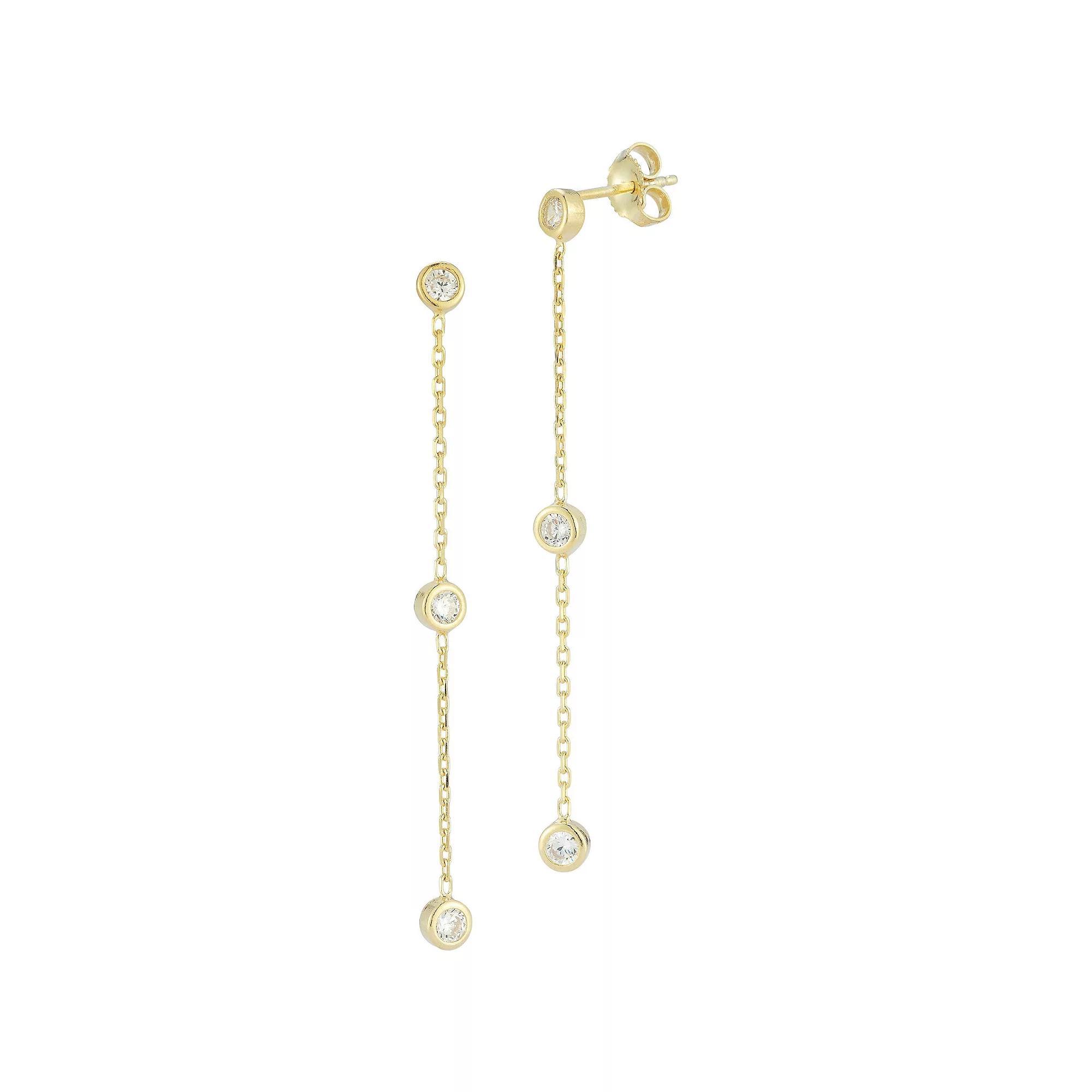 Sunkissed Sterling Sterling Silver Cubic Zirconia Linear Drop Earrings, Women's, Gold Tone Product Image