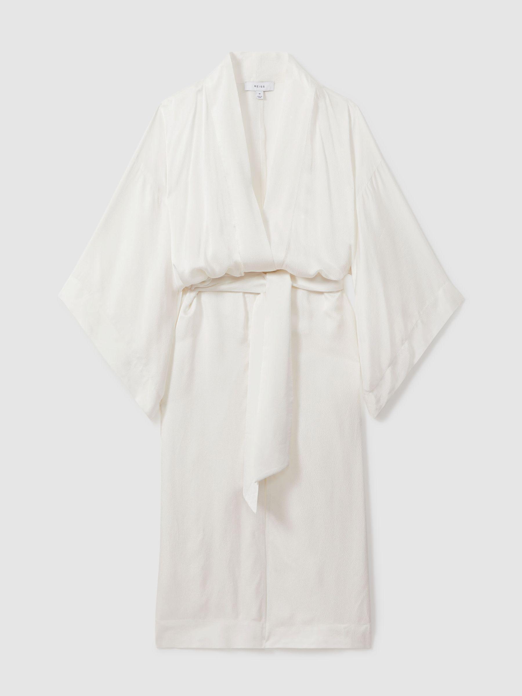 Textured Belted Kimono in Ivory Product Image