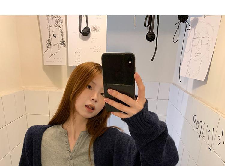 V-Neck Plain Cardigan Product Image