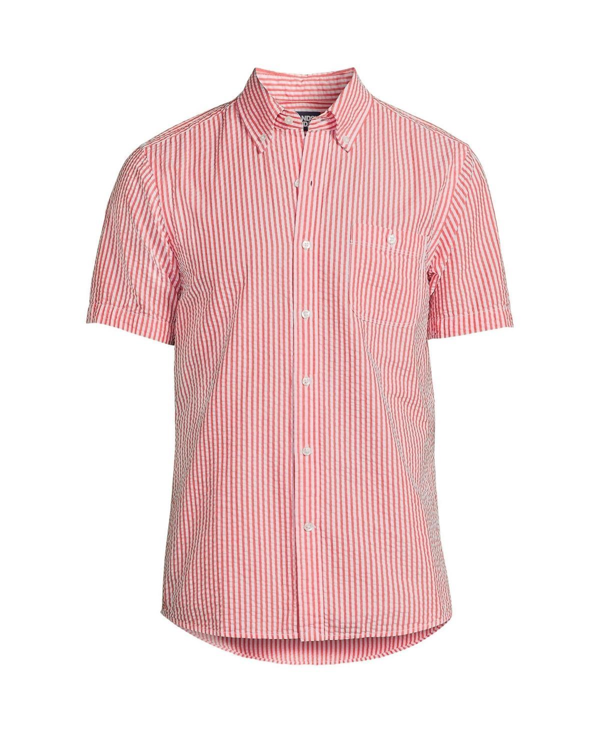 Men's Lands' End Button-Down Seersucker Shirt, Size: Small, White Product Image