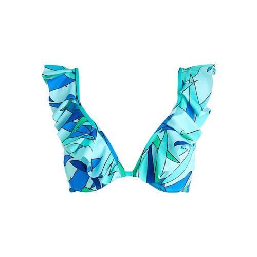 Womens Abstract-Print Ruffled Underwire Bikini Top Product Image
