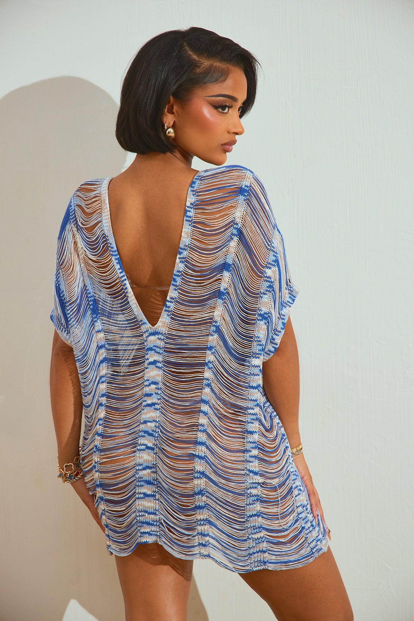 Elizabeth Crochet Cover Up Dress - Blue/combo Product Image