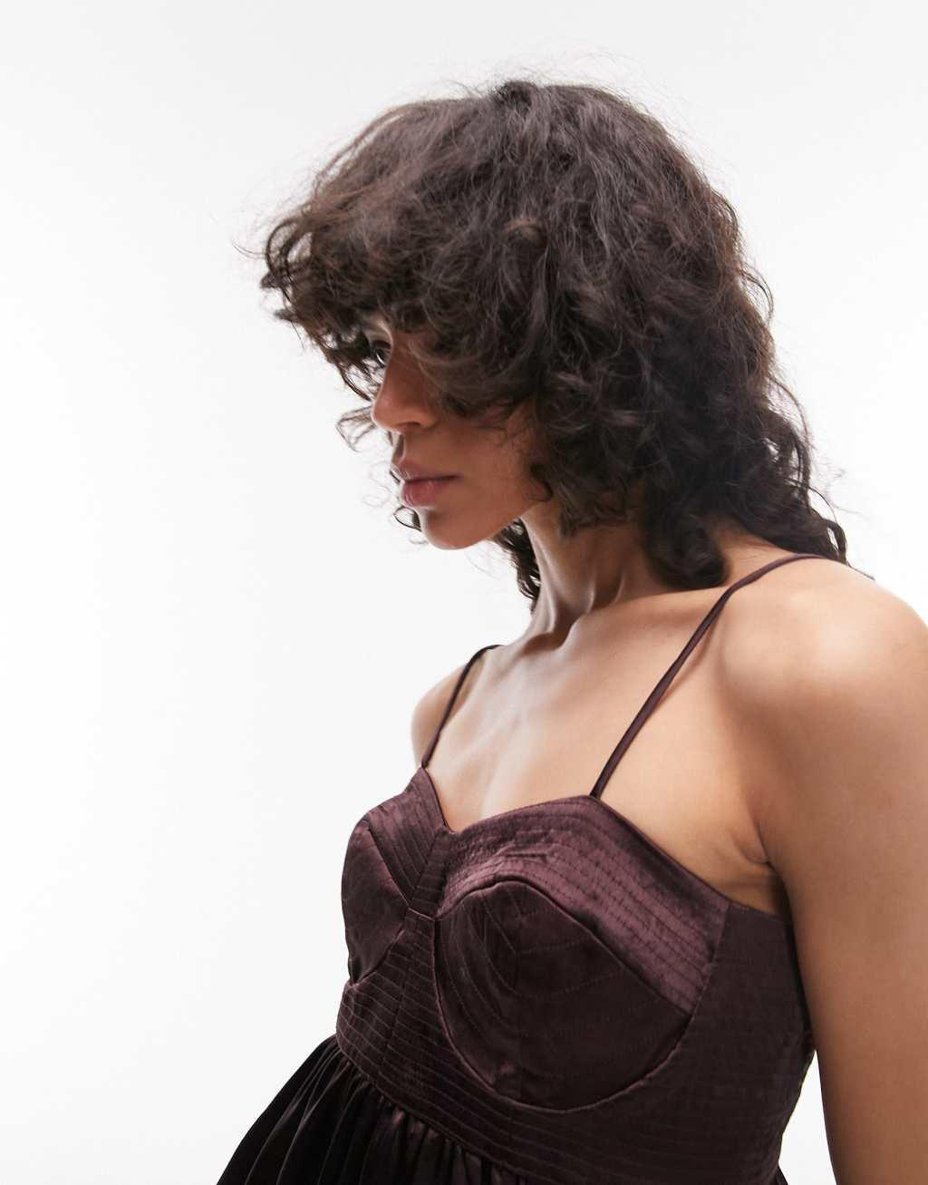 Topshop corset bust satin midi dress Product Image
