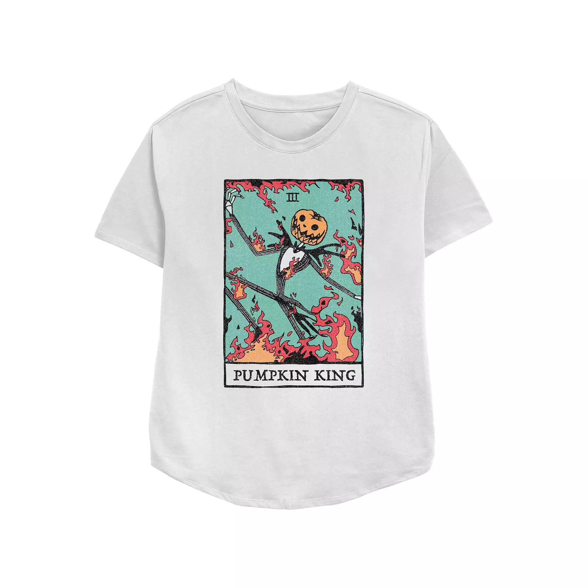Disney's The Nightmare Before Christmas Juniors' Pumpkin King Card Relaxed Fit Graphic Tee, Women's, Size: XXL, White Product Image