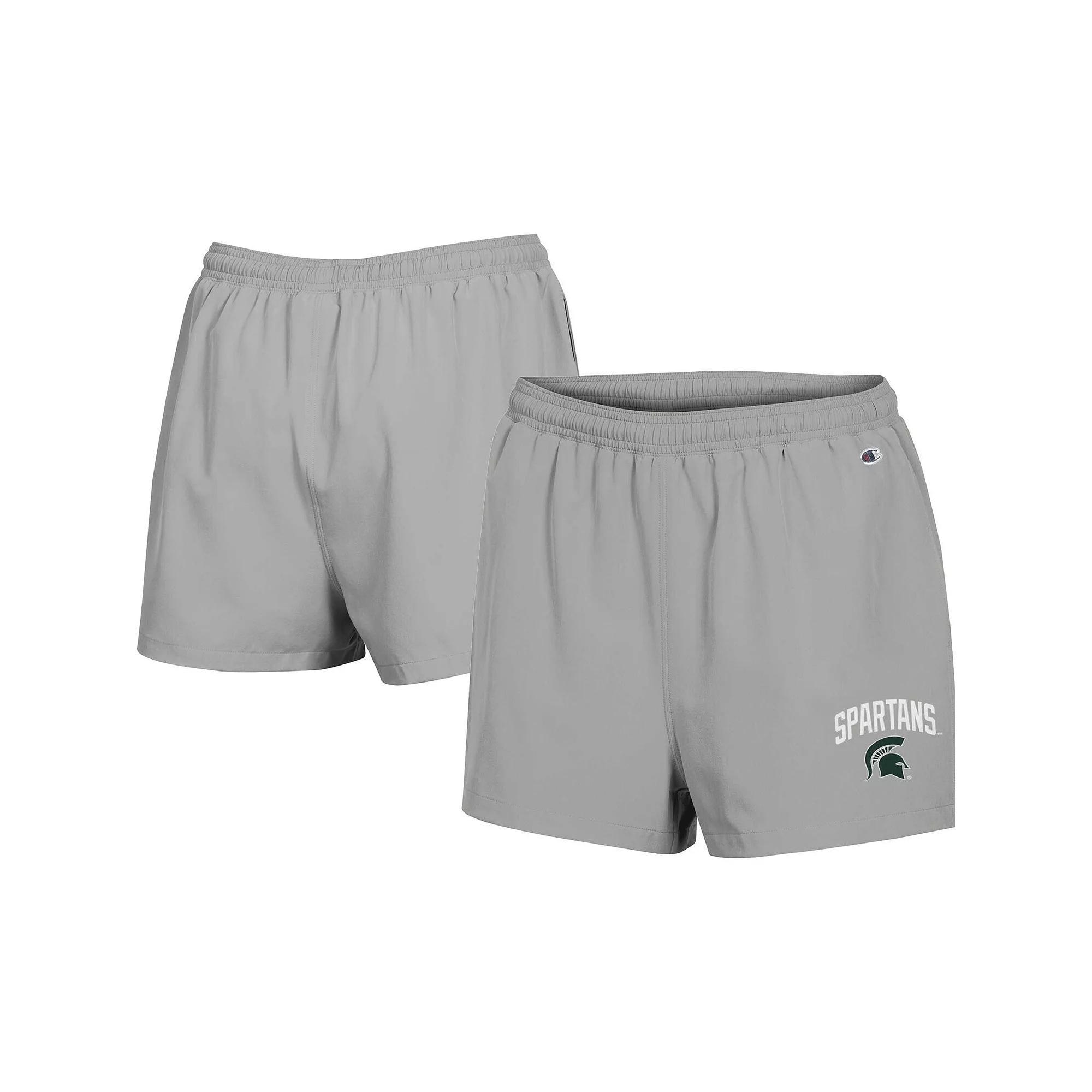 Women's Champion Gray Michigan State Spartans Football Fan High Waist Shorts, Size: Large, Grey Product Image