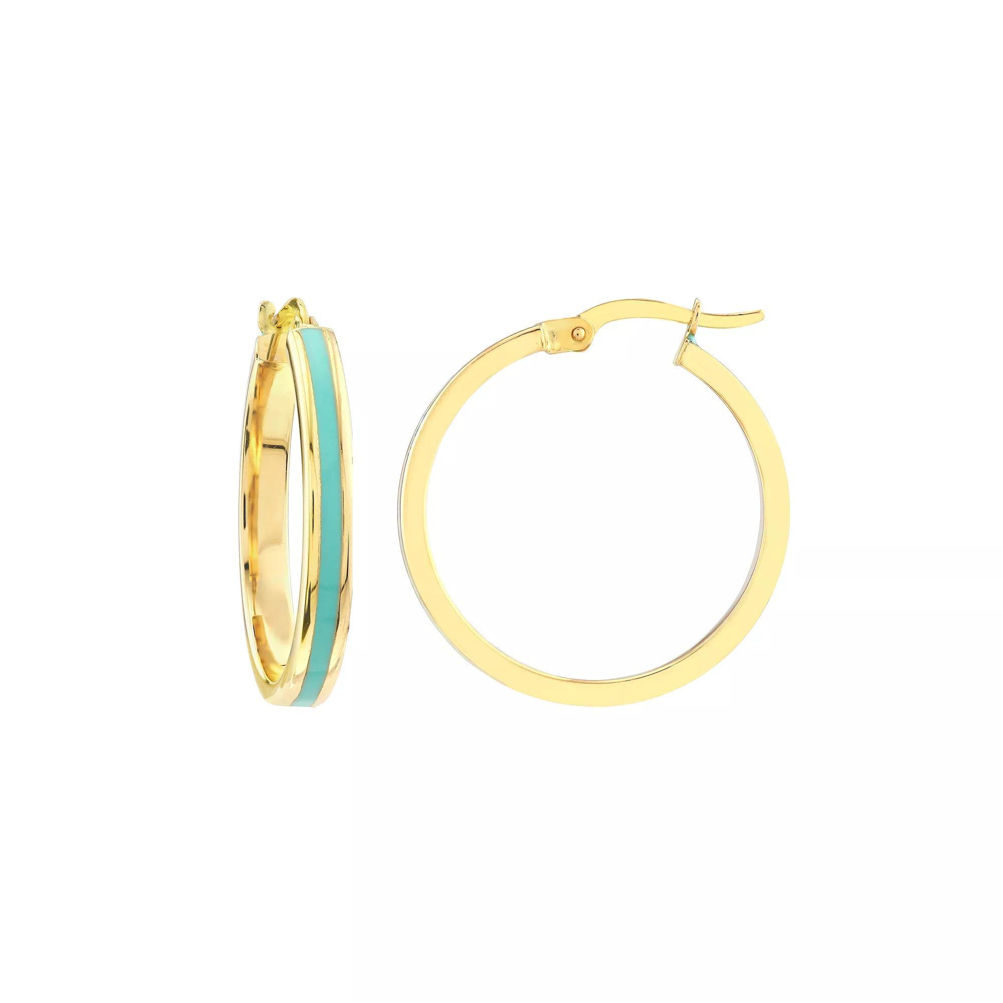 Color Romance 20 mm Enamel Hoop Earrings, Women's, Blue Product Image