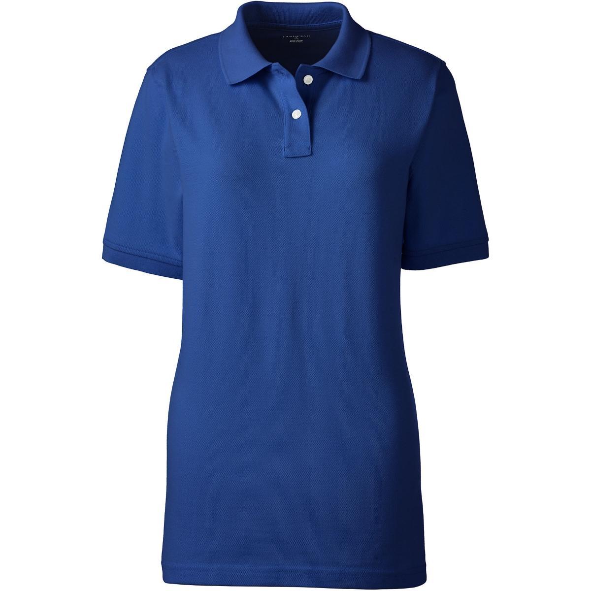Womens Lands End School Uniform Short Sleeve Mesh Polo Shirt Classic Blue Product Image