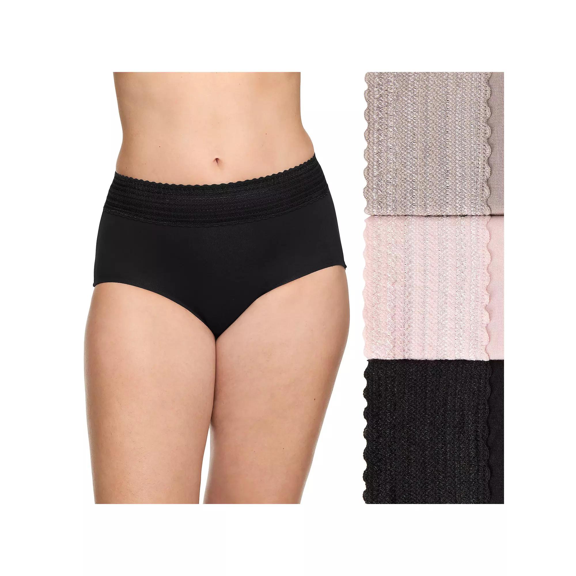 Warners No Pinching No Problems® 3-Pack Dig-Free High-Waist Brief RS2093P, Women's, Size: Large, Blush Mink Black Product Image