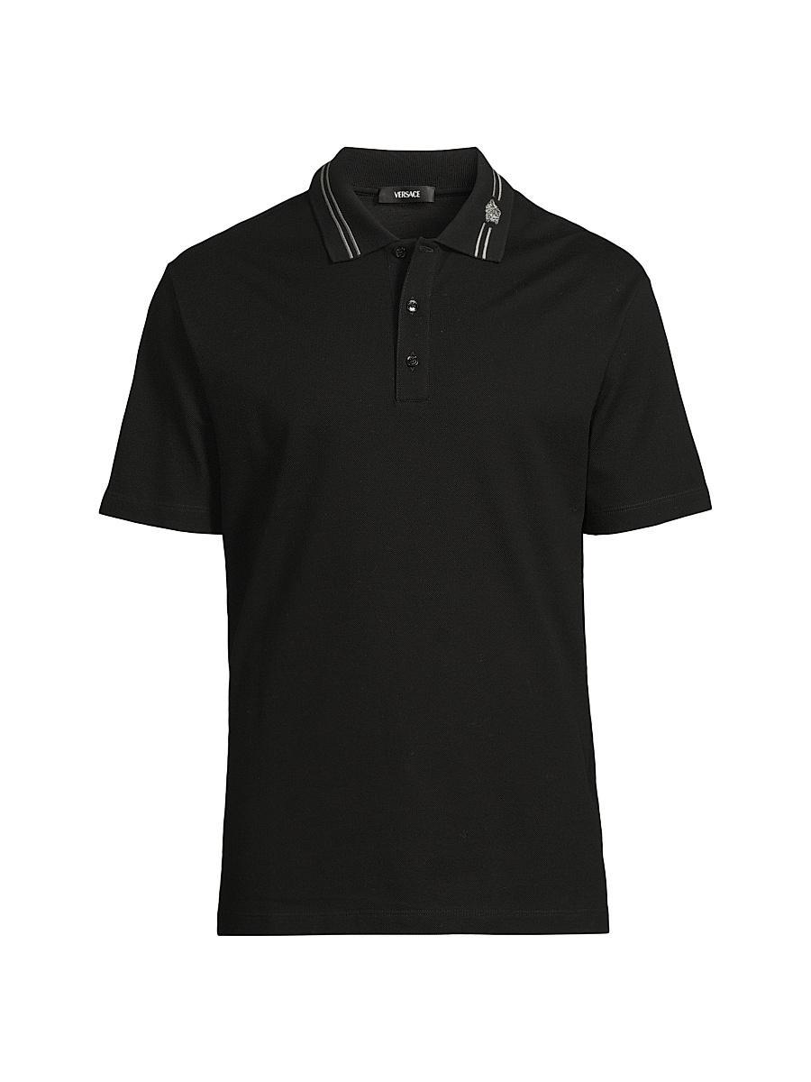 Mens Medusa Embroidered Pique Polo Shirt Product Image