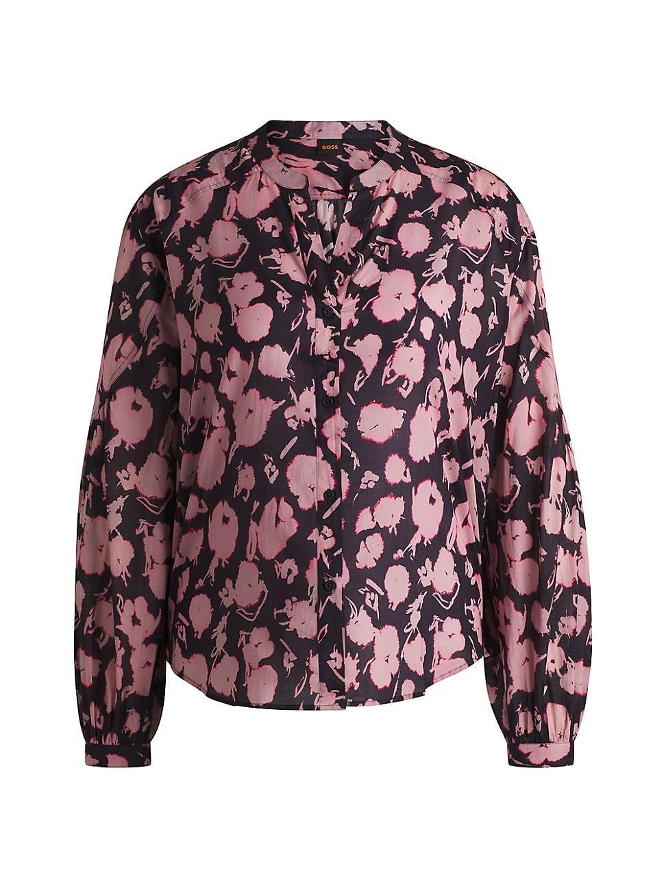 Womens Regular-Fit Blouse in Printed Cotton Voile Product Image