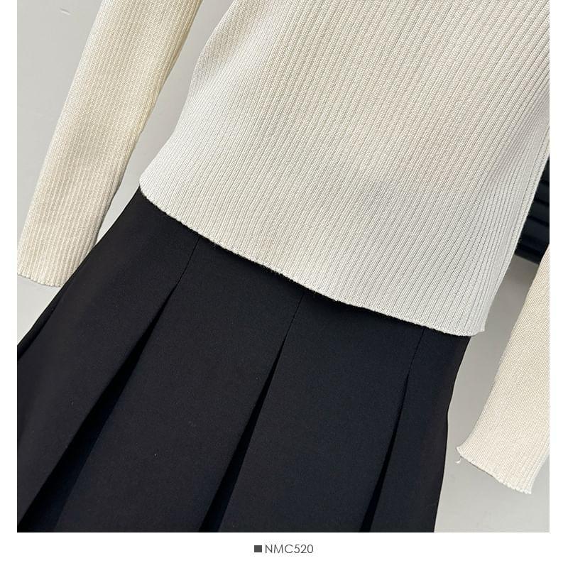 Details Long-Sleeve Ribbed-Knit Top Product Image