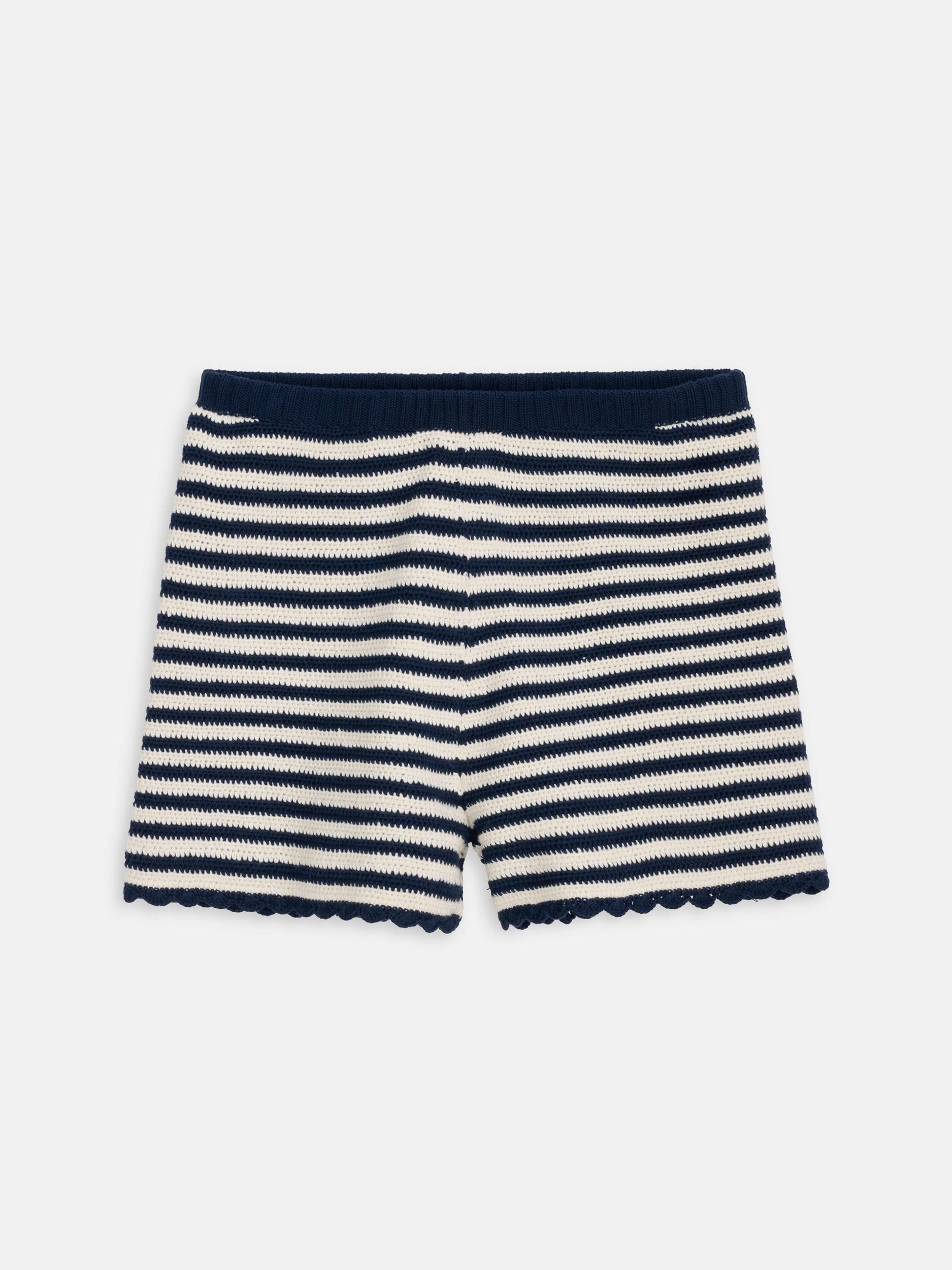 Hand Crochet Bridget Short In Striped Cotton Product Image