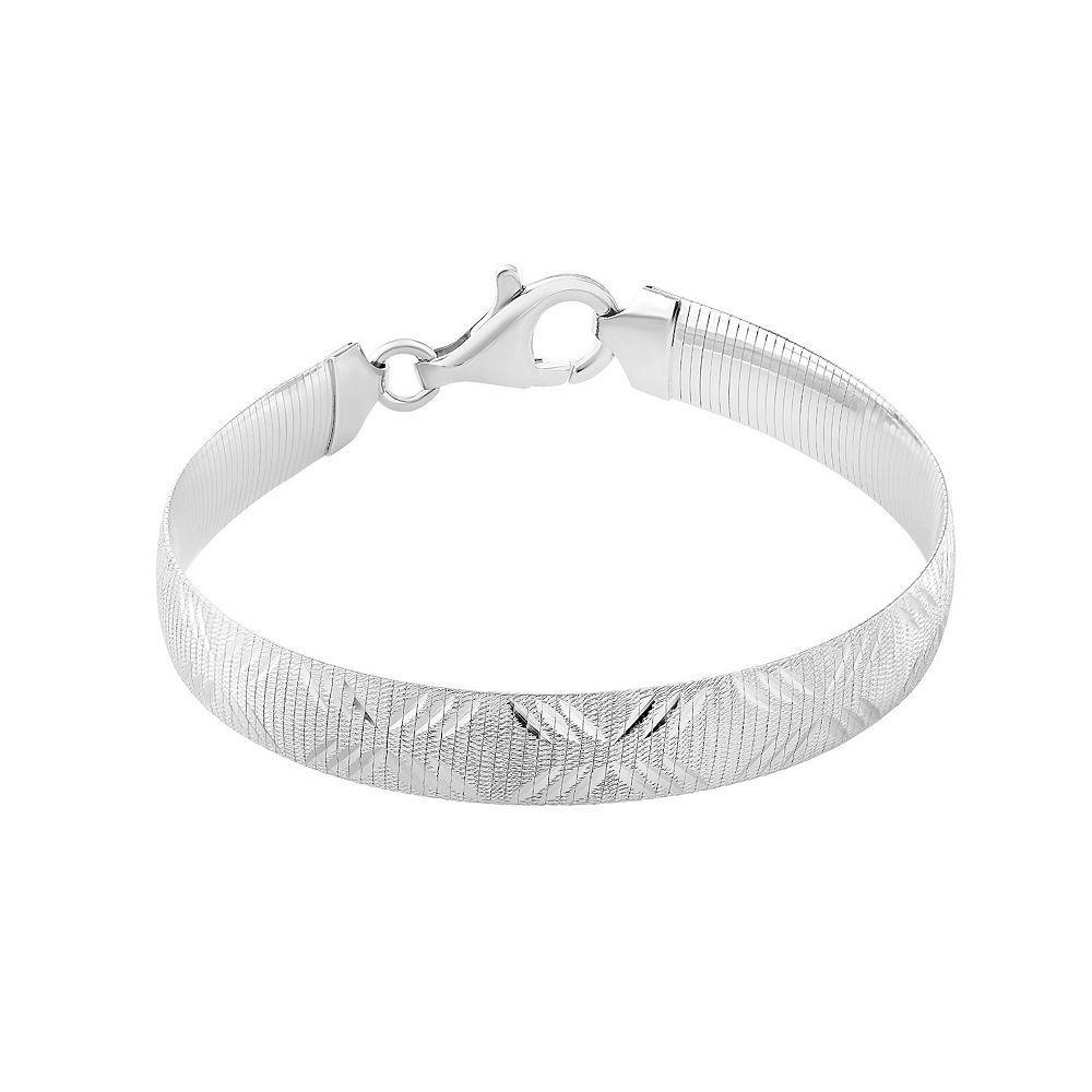 Athra NJ Inc Sterling Silver Textured Omega Bracelet, Women's, Size: 7.25" Product Image