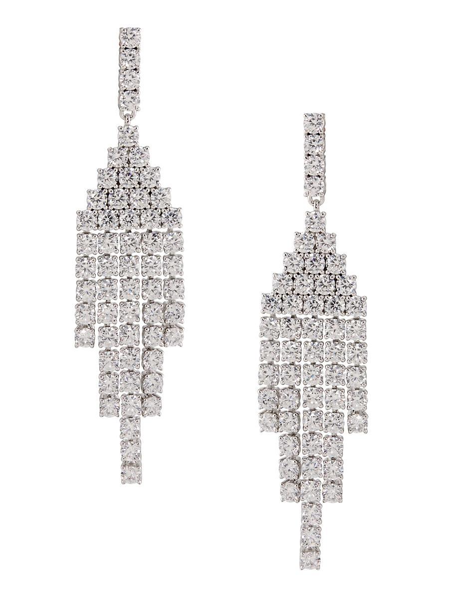 Womens Diana Rhodium-Plated & Cubic Zirconia Chandelier Earrings Product Image