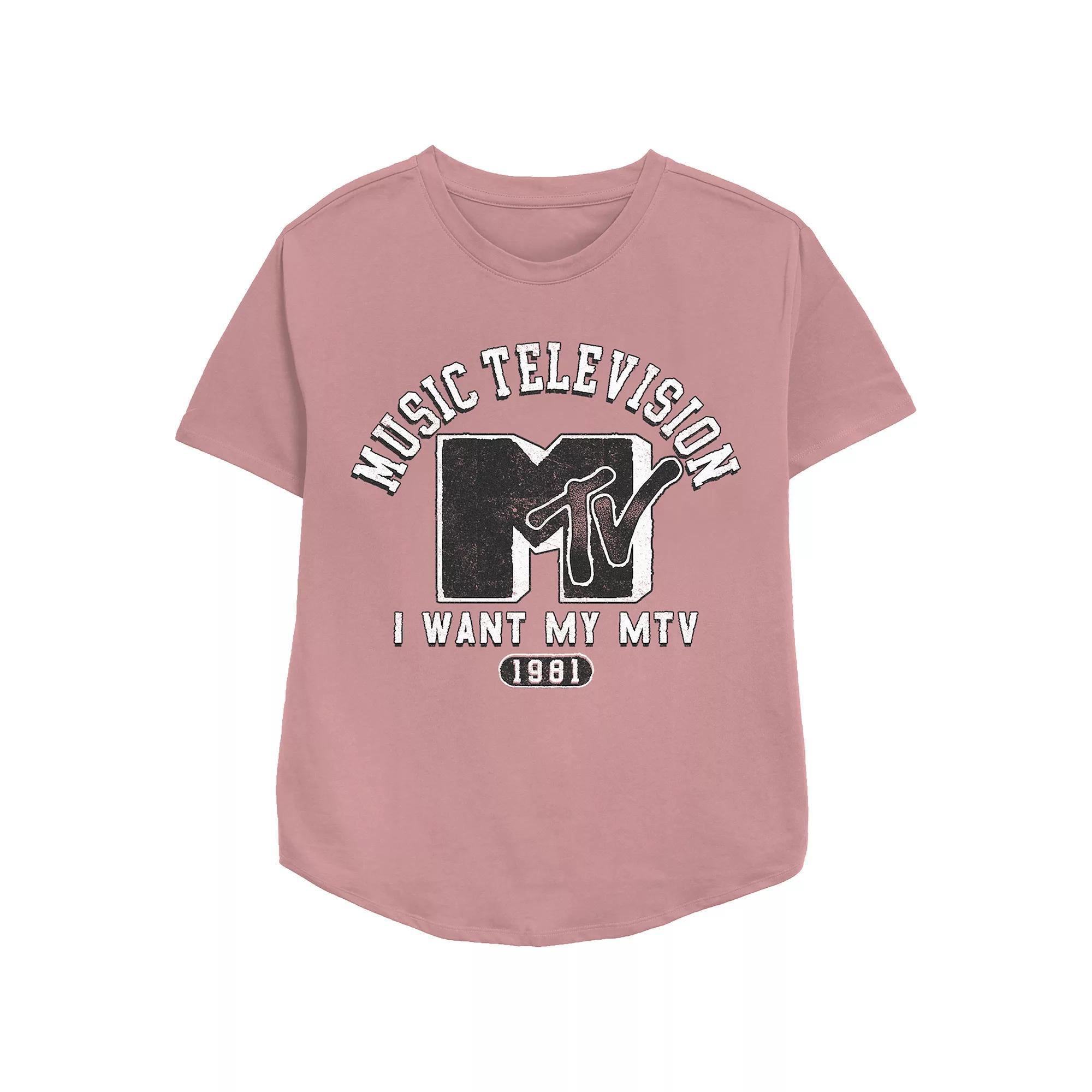 Women's MTV Music College Redux Relaxed Fit Graphic Tee, Girl's, Size: Medium, Pink Product Image