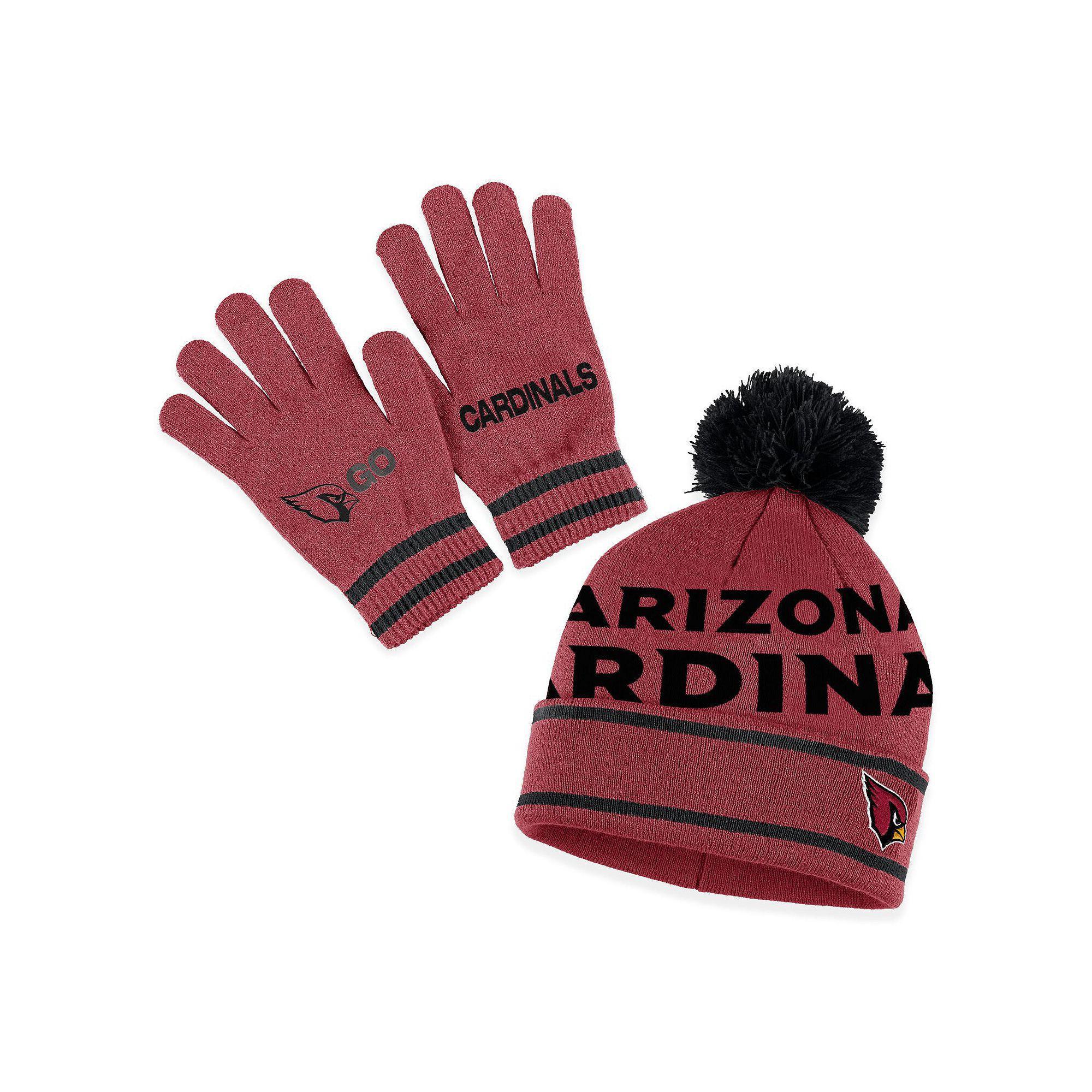 Womens WEAR by Erin Andrews Cardinal Arizona Cardinals Double Jacquard Cuffed Knit Hat with Pom and Gloves Set Product Image