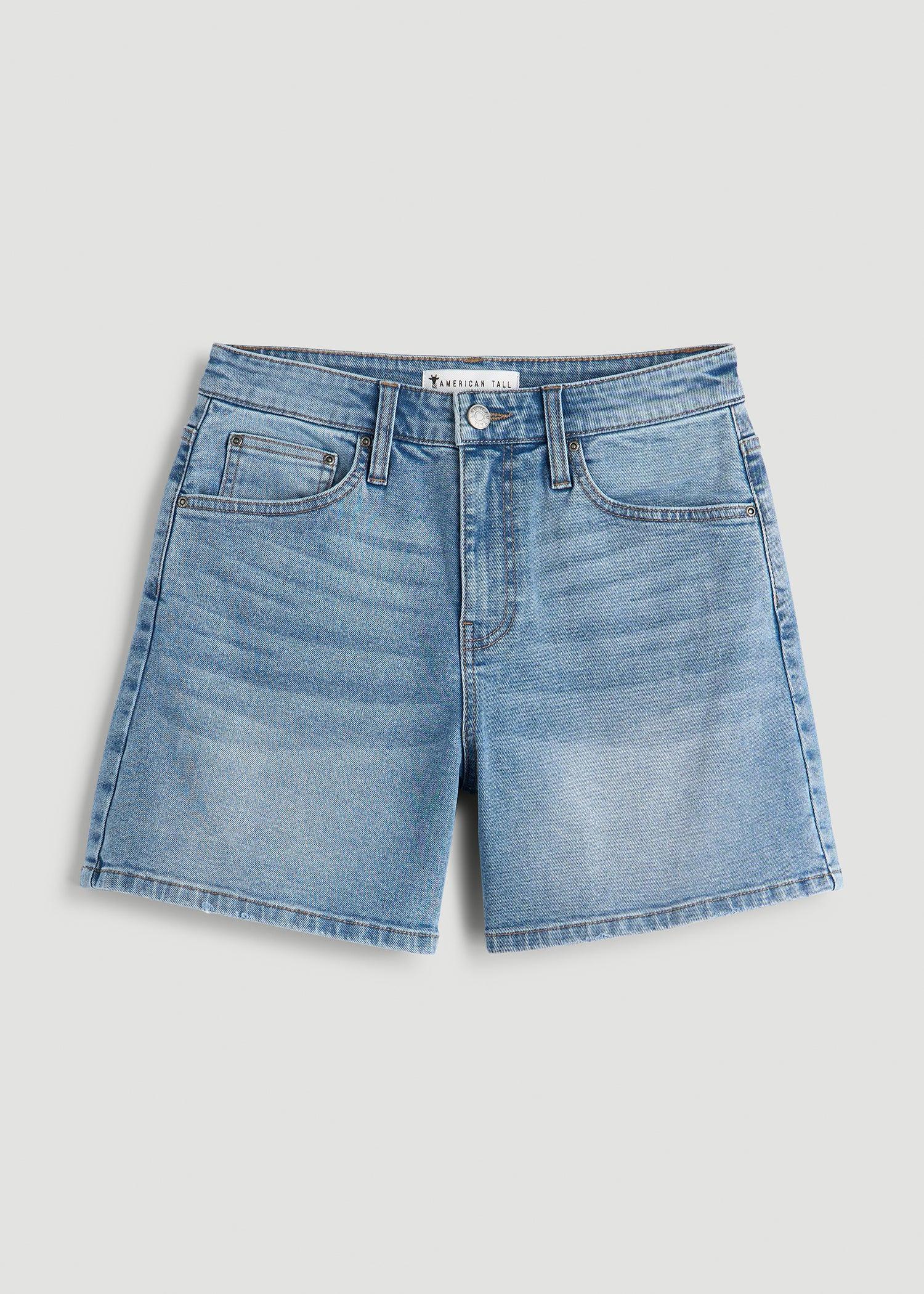 High Rise Denim Shorts for Tall Women in Heritage Faded Product Image