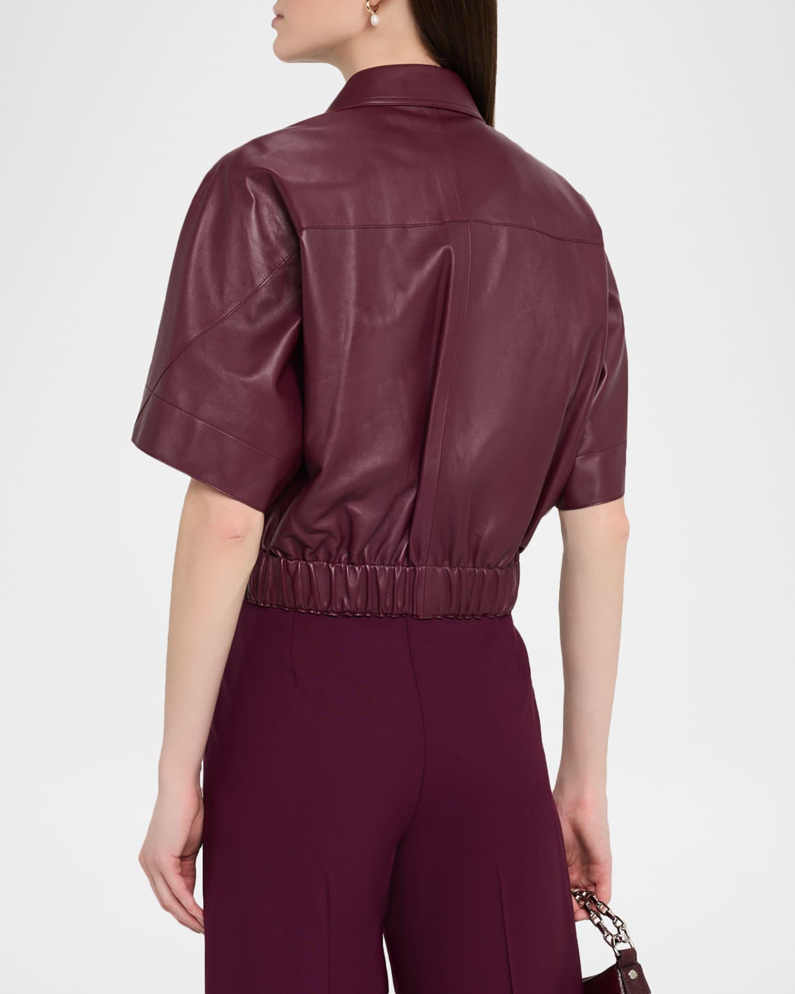 Cropped Short-Sleeve Leather Jacket Product Image
