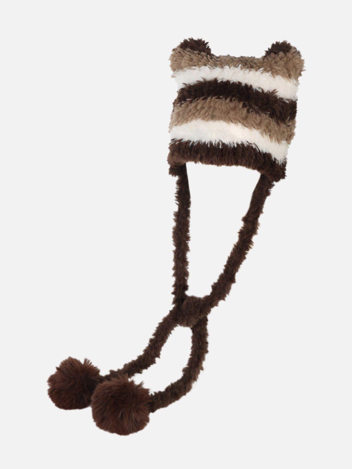 Stripe Plush Beanie Female Product Image