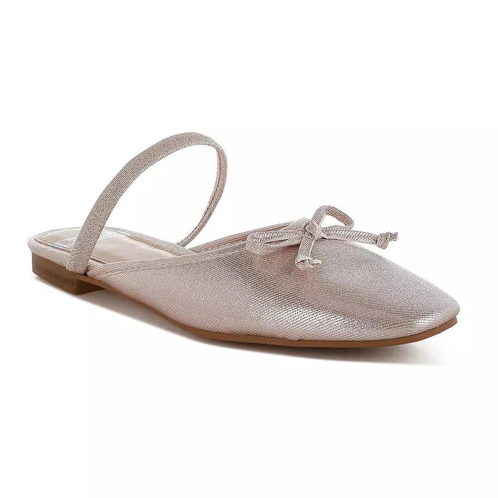 Rag & Co Opalia Women's Glitter Bow Mules, Size: 5, Beige Gold Product Image