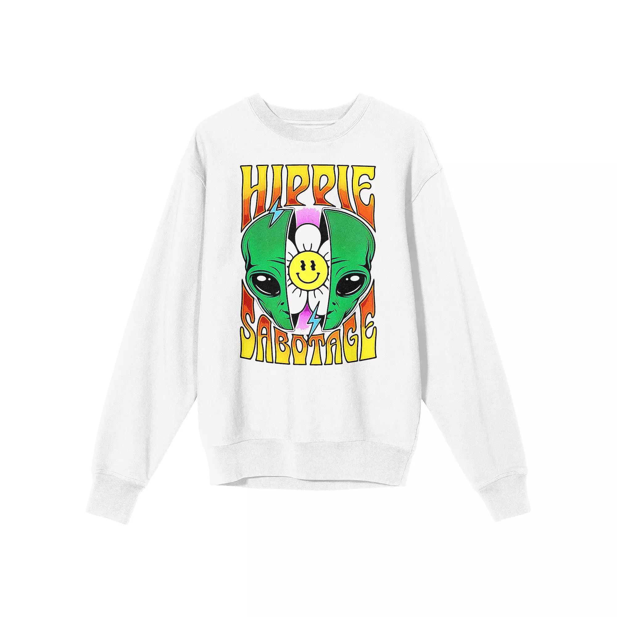 Men's Hippie Sabotage Alien Head Sweatshirt, Size: Large, White Product Image