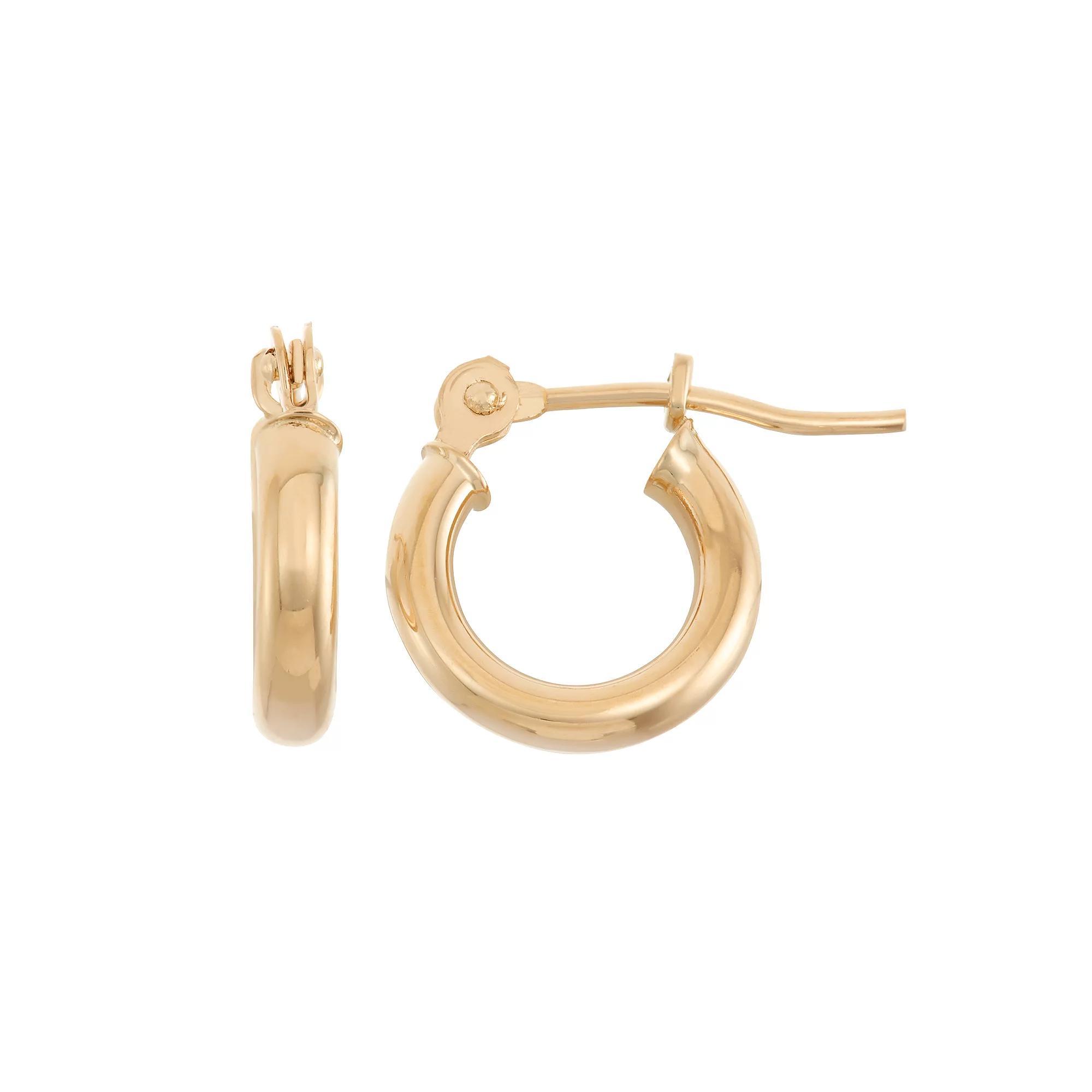 Jordan Blue 14k Gold Tube Hoop Earrings - 10 mm, Women's, White Product Image