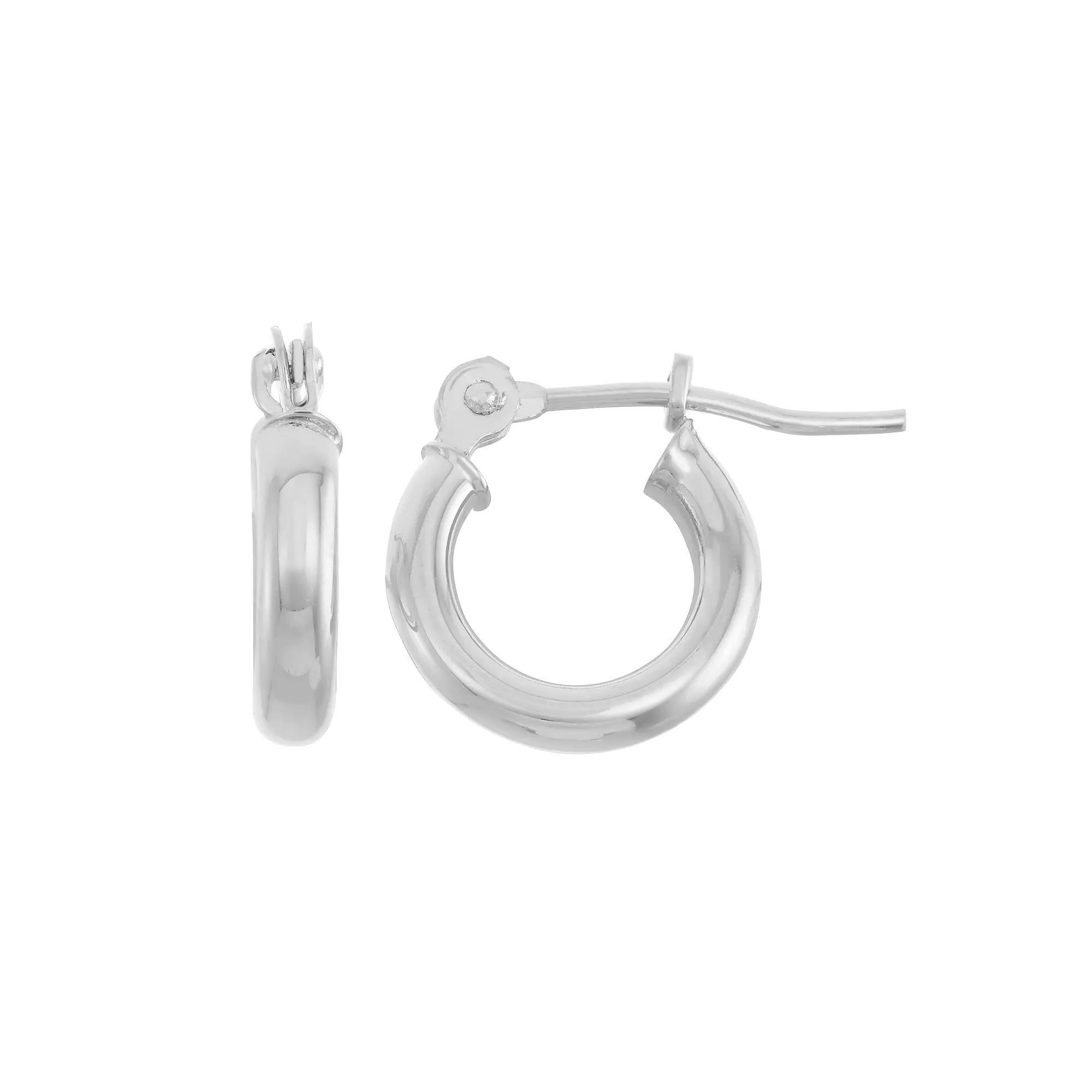 Jordan Blue 14k Gold Tube Hoop Earrings - 10 mm, Women's, White Product Image