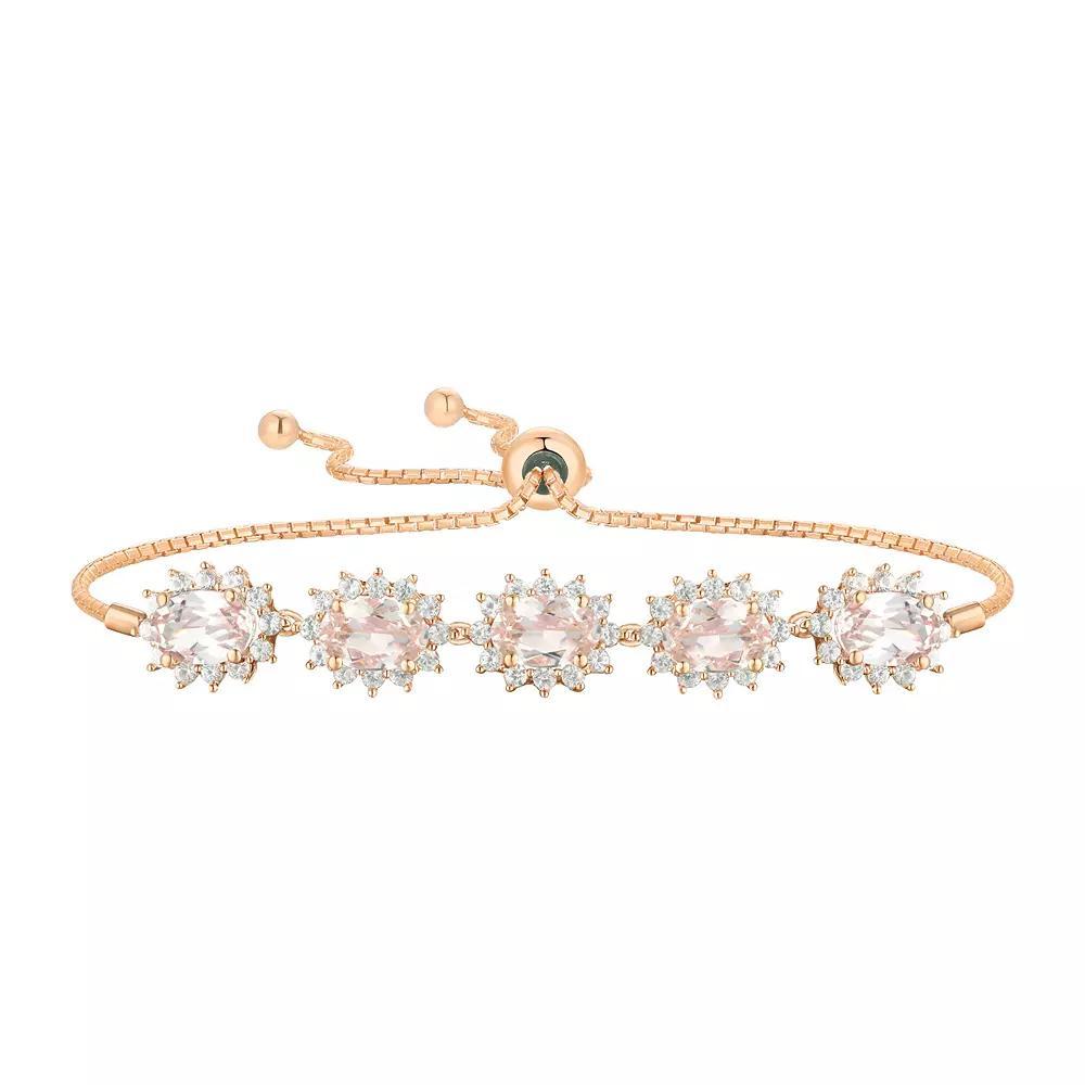 14k Rose Gold Over Silver Lab-Created Morganite & White Sapphire Bracelet, Women's, Size: 6.5-7.5"AD Product Image