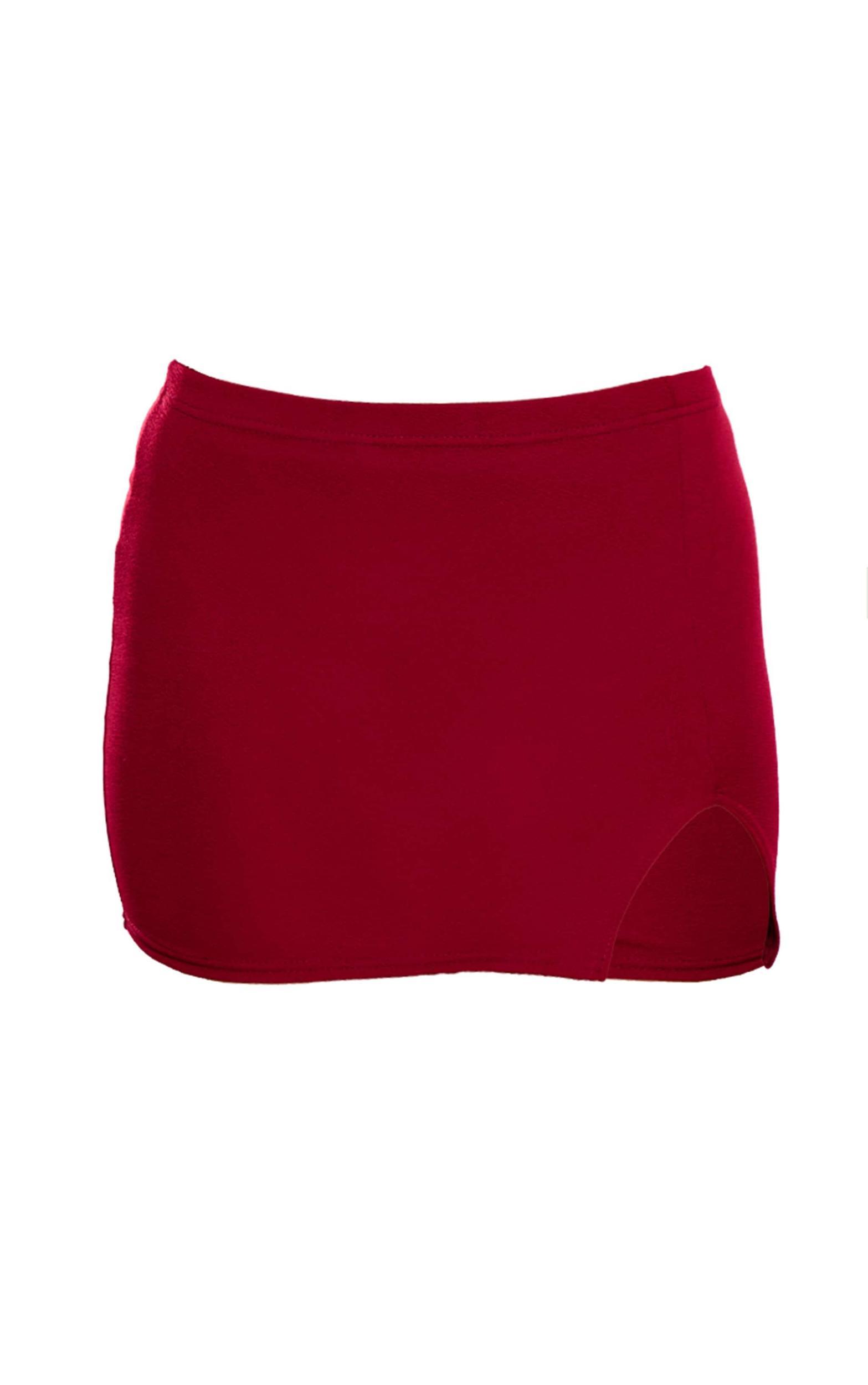Burgundy Split Mini Skirt Product Image