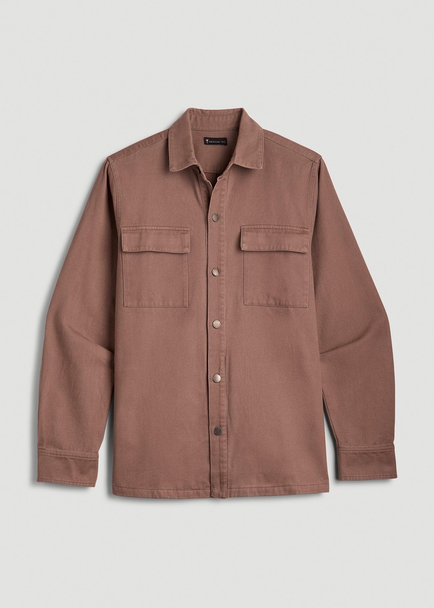 Casual Twill Shirt Jacket for Tall Men in Nutmeg Product Image