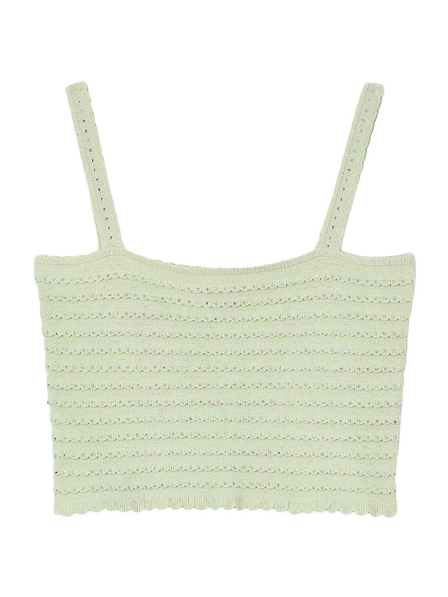 Womens Rhinestone Knit Crop Top Product Image