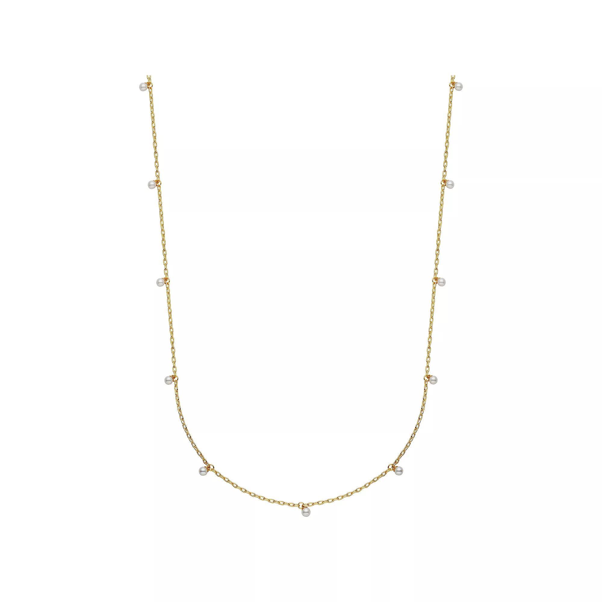 Sarafina 14k Gold Plated Simulated Pearl Station Necklace, Women's, Size: 15", Gold Tone White Product Image