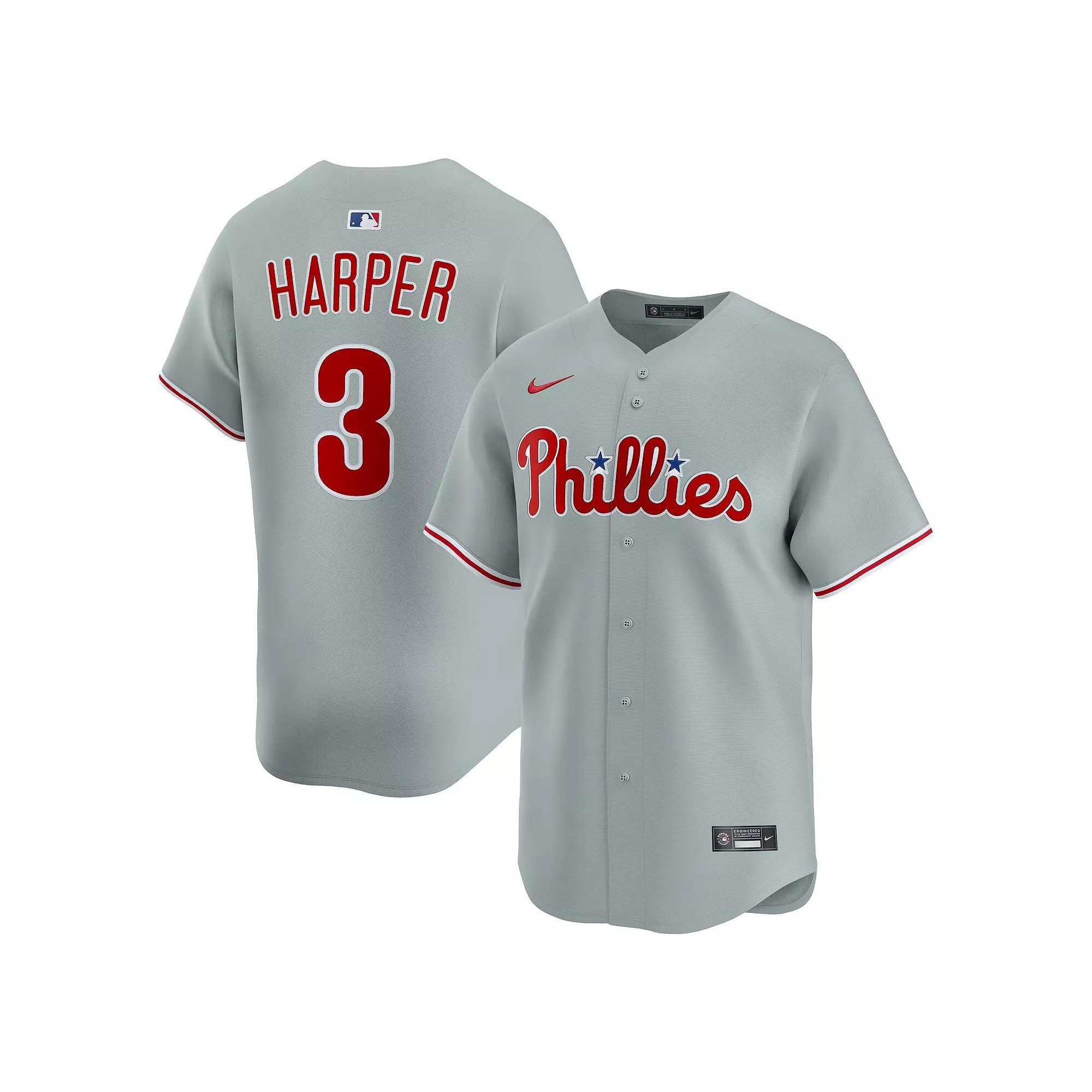 Men's Nike Bryce Harper Gray Philadelphia Phillies Alternate Limited Player Jersey, Size: Medium, Grey Product Image
