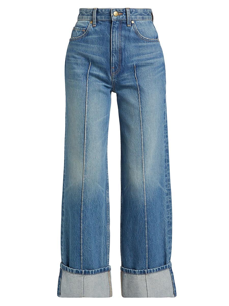 The Genevieve Pintuck Wide-Leg Denim Jeans Product Image